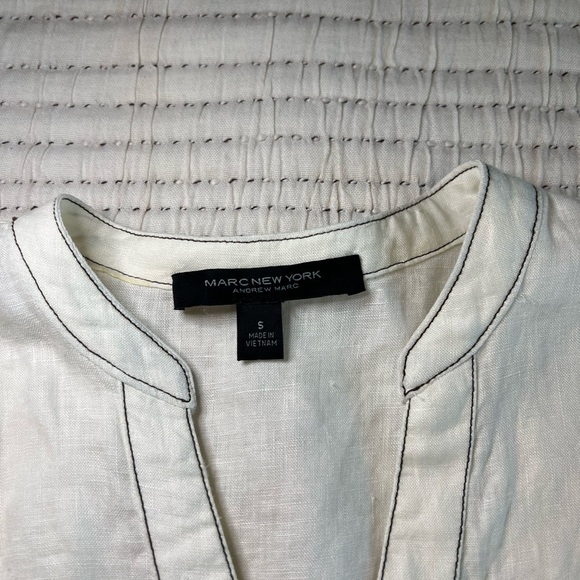 Andrew Marc Linen Tunic Cream Small - Picture 5 of 6
